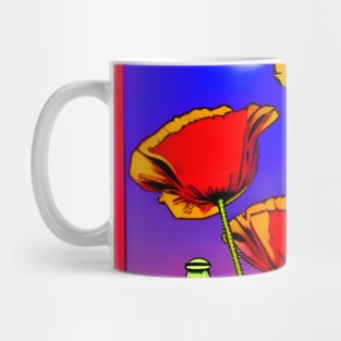 Retro Graphic Novel Style Field of Red Poppies (MD23Mrl014) Mug